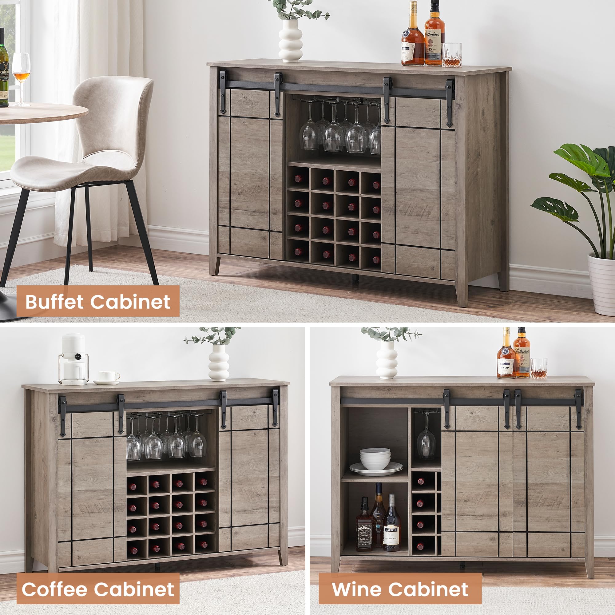 Farmhouse Coffee Bar Cabinet with Storage - 47