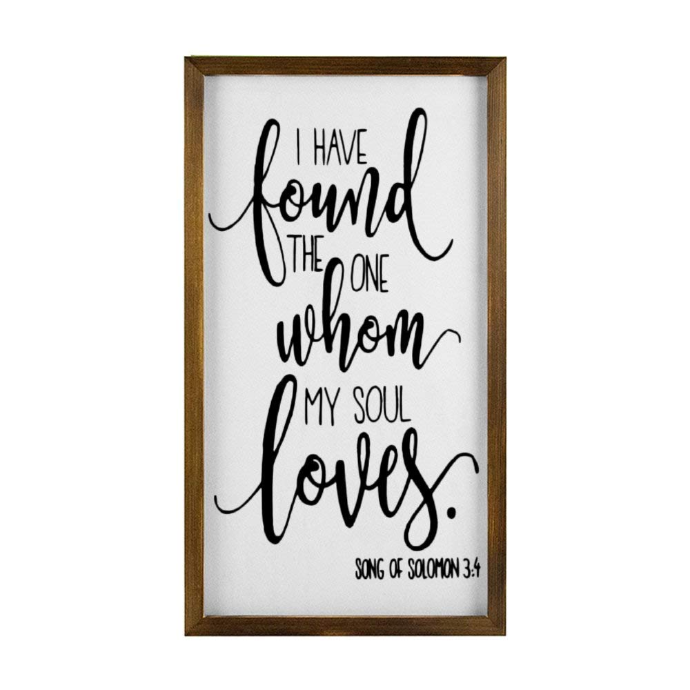 Rustic 'I Have Found The One My Soul Loves' Wood Framed Wall Art - Vertical Wooden Plaque for Bedroom, Wedding Gift & Home Decor - Perfect for Farmhouse, Nursery & Couples' Anniversary