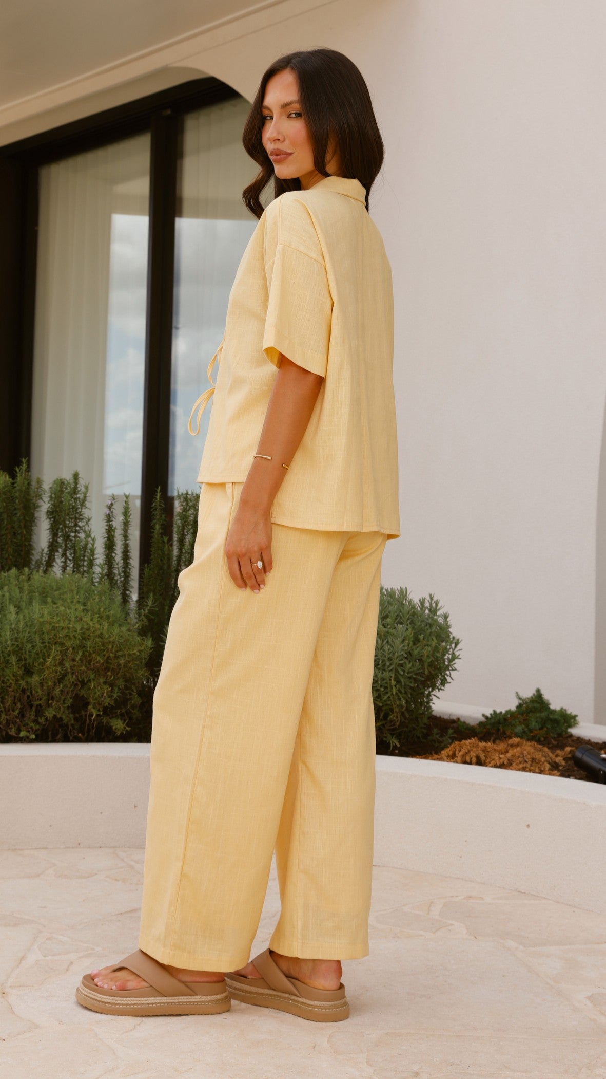 Lexi Linen Pants for Women - Soft Baby Yellow Summer Casual Trousers | Perfect for Beach, Vacation & Relaxing Outfits