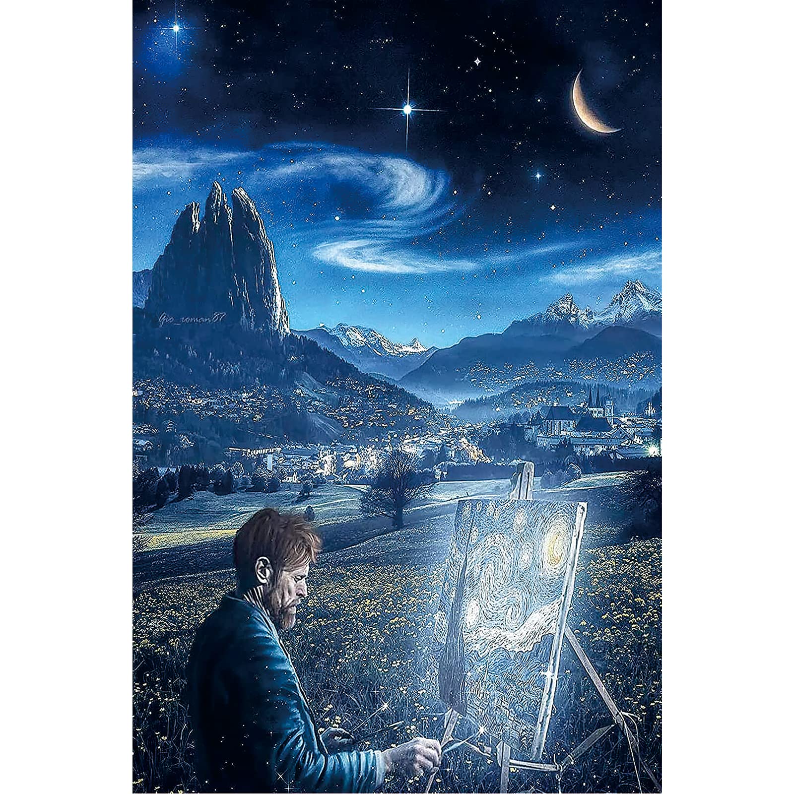1000-Piece Jigsaw Puzzle - Van Gogh's Starry Night Art Puzzle for Adults | Challenging Educational Toy | Perfect Graduation Gift, Birthday Present & Home Decor | Relaxing Family Game Night Activity