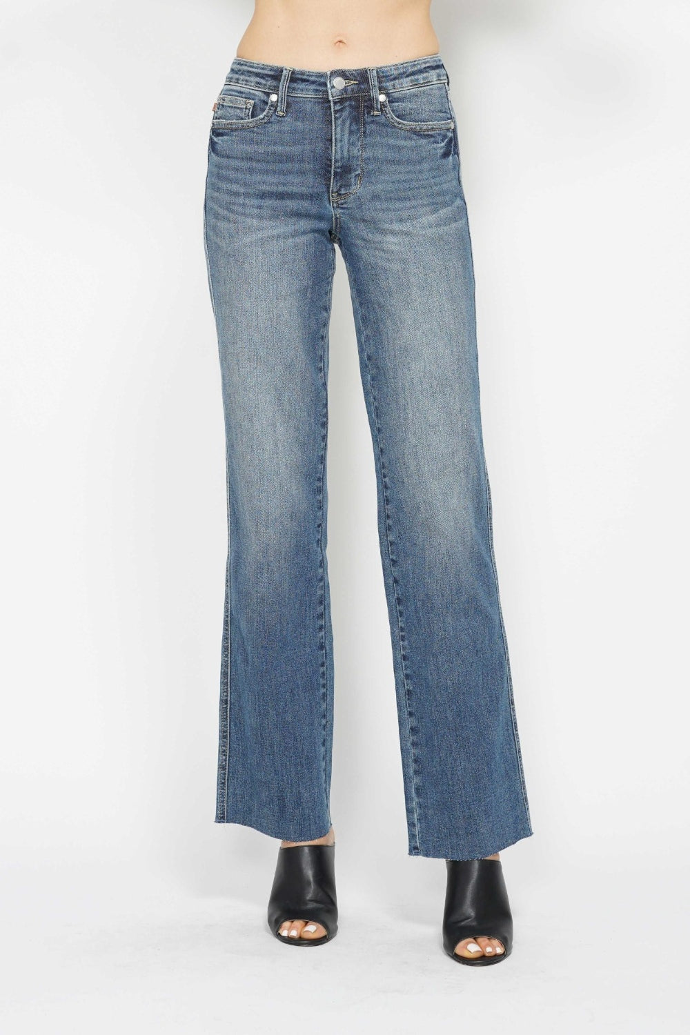 Judy Blue High Waisted Tummy Control Straight Leg Jeans for Women - Perfect for Work, Casual Wear & Everyday Comfort