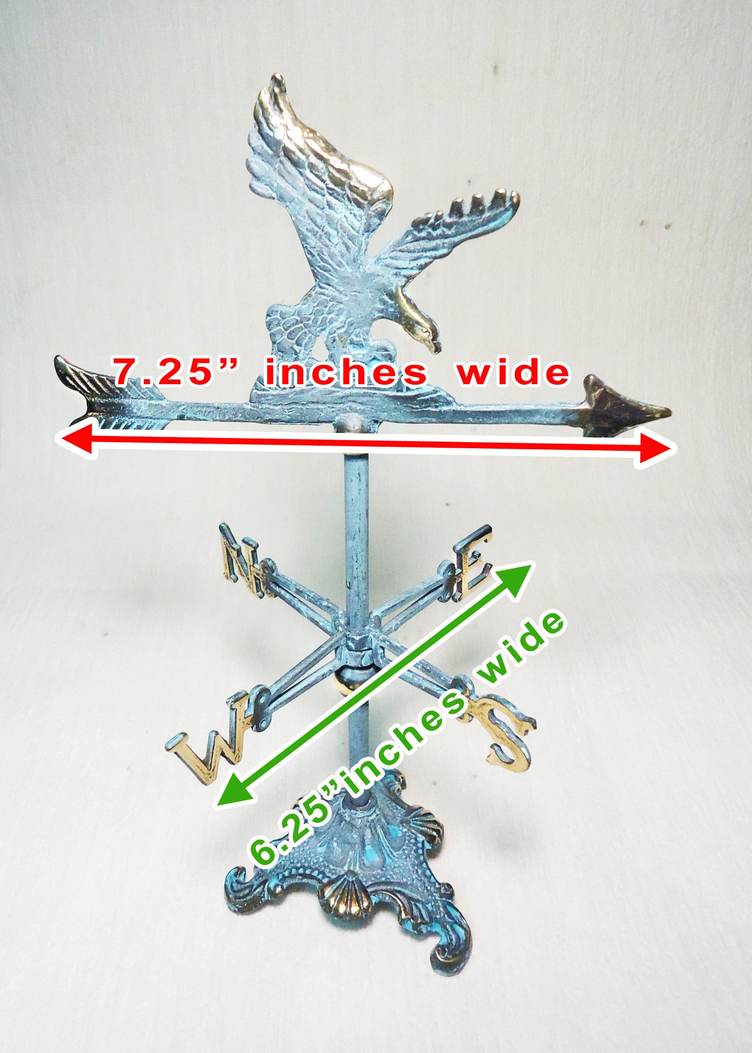 Brass Eagle Mini Weather Vane for Desk - 12.5 Inch Decorative Desktop Weathervane for Home Office Decor | Perfect for Garden Enthusiasts, Weather Lovers & Unique Gift Ideas
