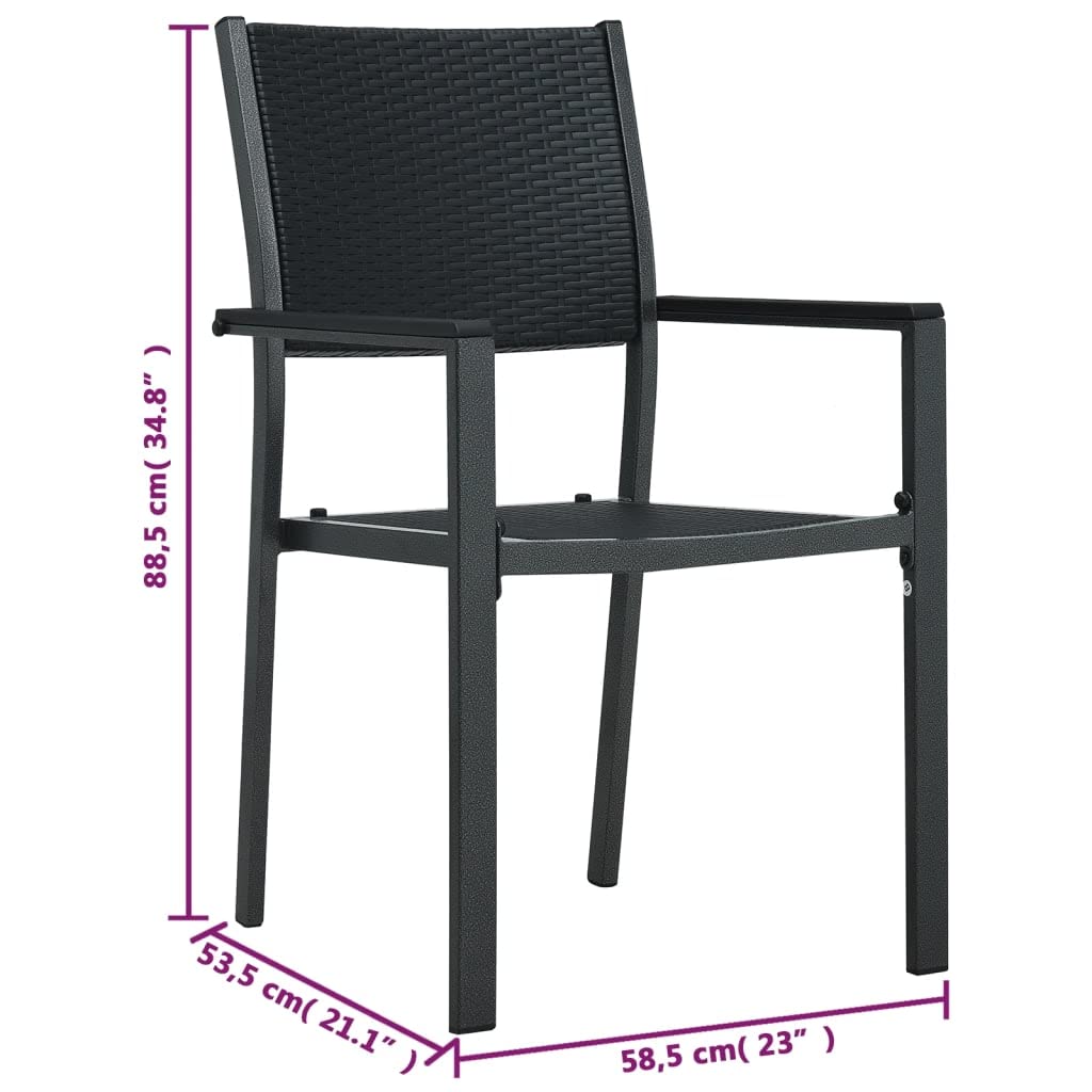 vidaXL 4-Piece Patio Chair Set - Black Plastic Rattan-Look Outdoor Dining Chairs with Weather-Resistant Steel Frame for Garden, Terrace, Balcony | Perfect for Outdoor Entertaining, BBQs, and Poolside Relaxation