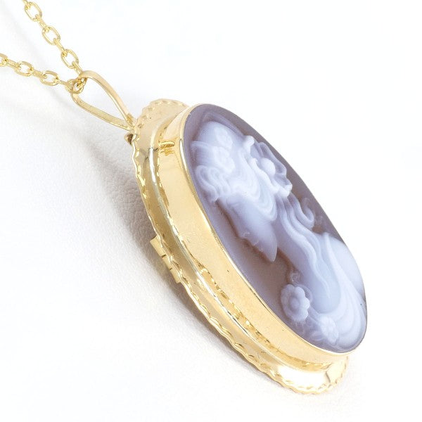 18K Yellow Gold Cameo Necklace & Brooch Set - Vintage Stone Cameo Jewelry for Women - Perfect for Weddings, Parties & Special Occasions