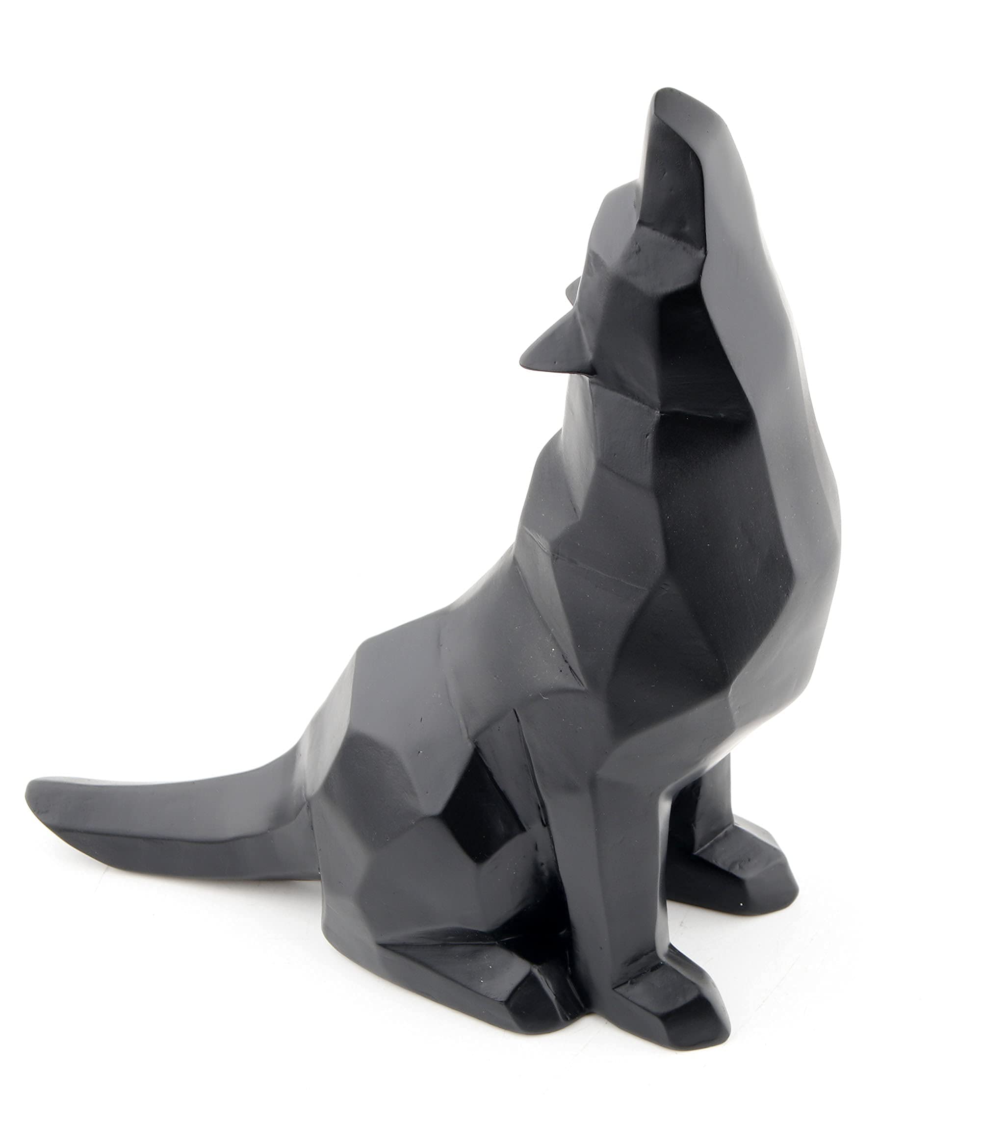 Black Wolf Howling Figurine - Handcrafted Wolf Statue for Home Decor, Office Desk, or Gift - Perfect for Nature Lovers & Wildlife Enthusiasts