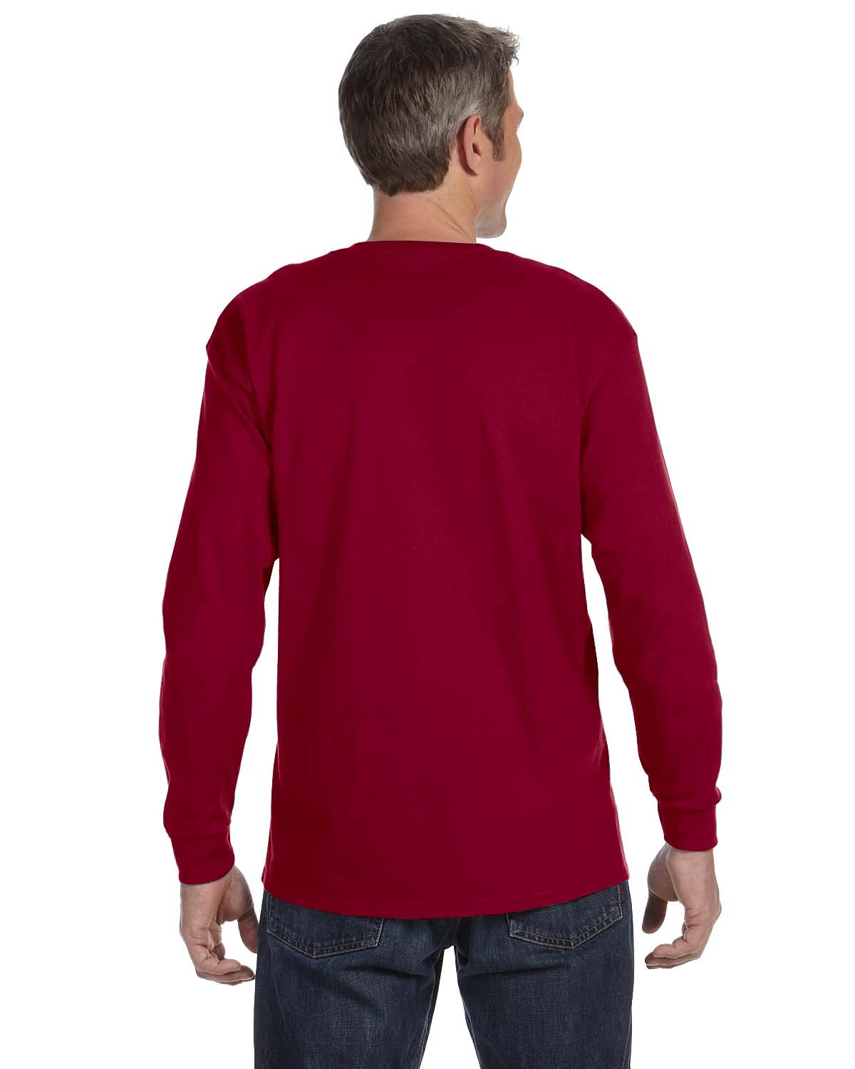 Jerzees 5.6 oz. 50/50 Heavyweight Blend Long-Sleeve T-Shirt for Men - Comfortable Cotton-Polyester Crewneck Shirt for Work, Casual Wear & Outdoor Activities