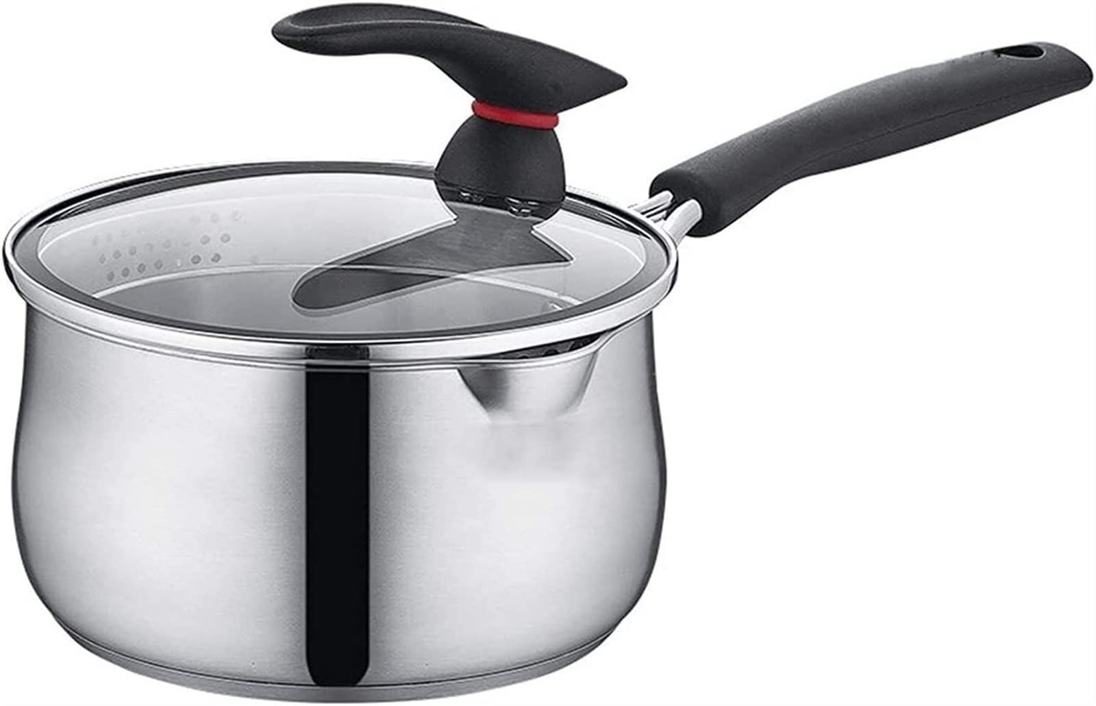 **Stainless Steel Wok Milk Pot with Lid - 14cm Induction Cooker Compatible Frying Pan & Soup Pot for Stir-Frying, Boiling & Simmering | Perfect for Home Cooking & Camping**
