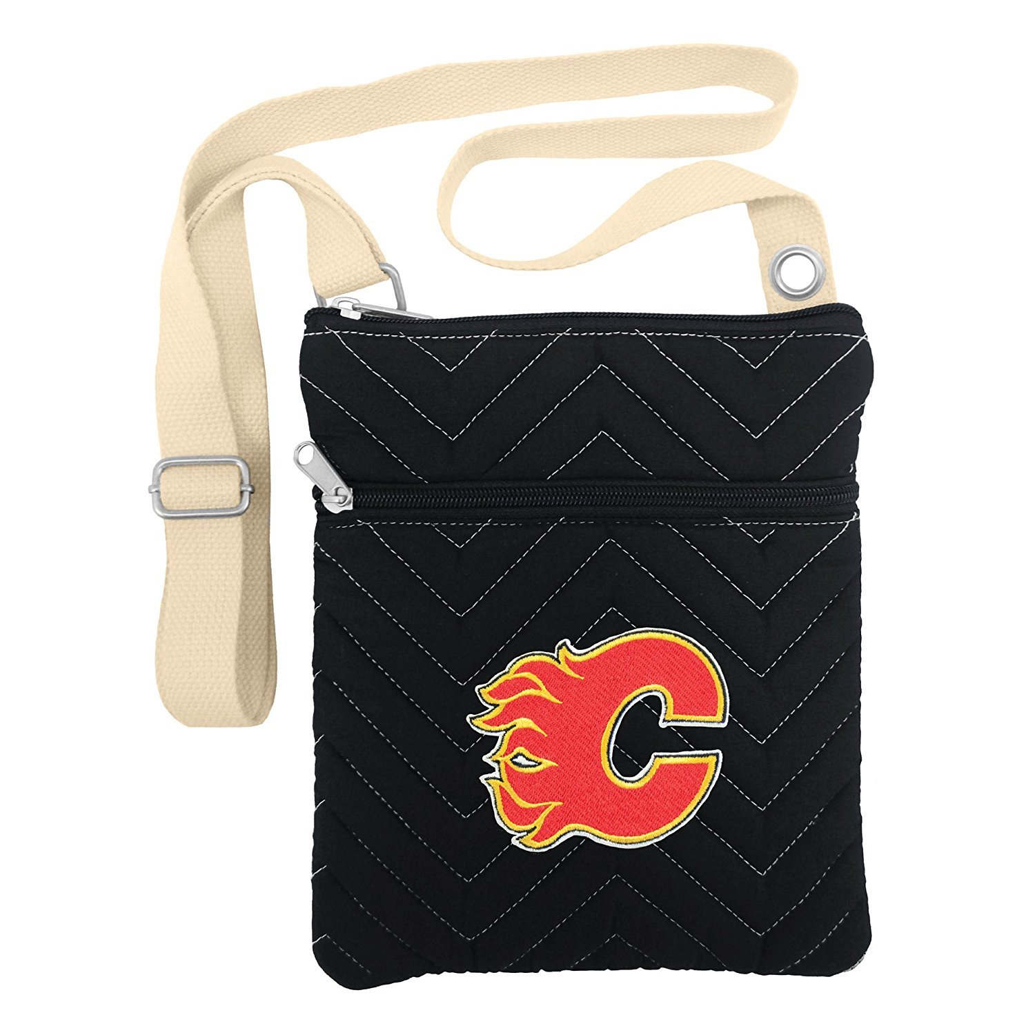 NHL Team Logo Chevron Stitch Crossbody Bag for Women - Stylish & Lightweight Purse for Everyday Use, Shopping, and Travel