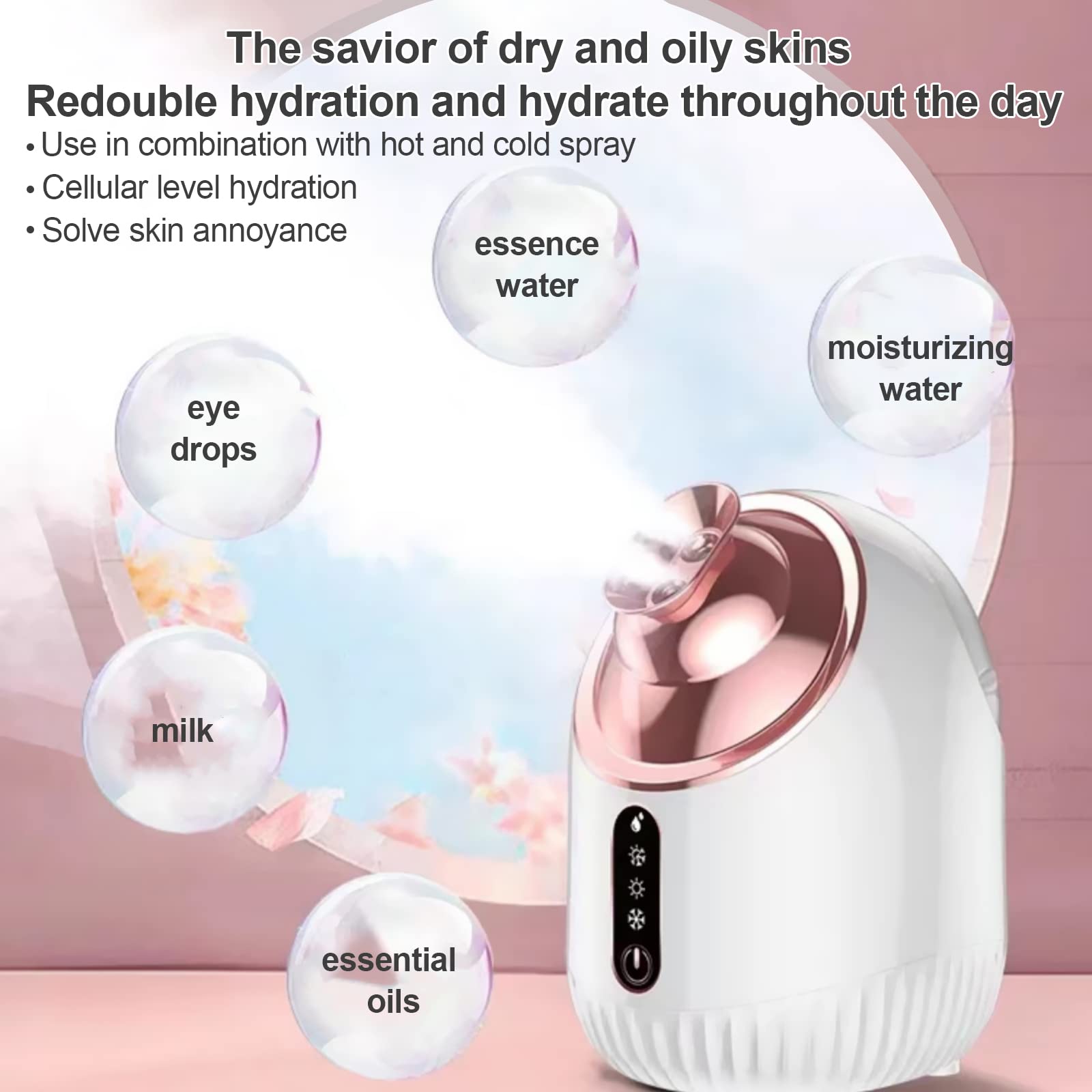 Nano Ionic Facial Steamer with Cold/Warm/Hot Mist - 240ml Large Water Tank, Portable Face Humidifier for Spa & Skincare, White | Perfect for Home Use, Travel & Professional Beauty Treatments