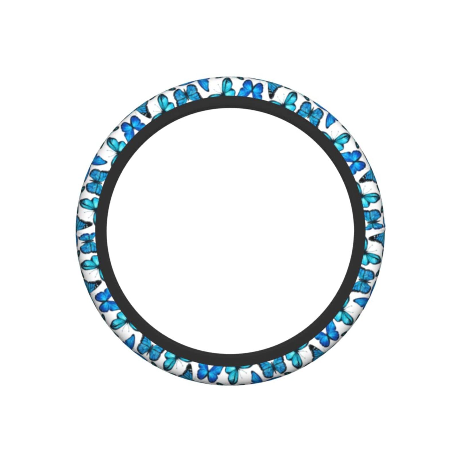 Stylish Blue Butterfly Steering Wheel Cover for Women - Universal Fit 15 Inch Car Accessory - Soft Grip & Sun Protection - Perfect for Daily Commute & Road Trips