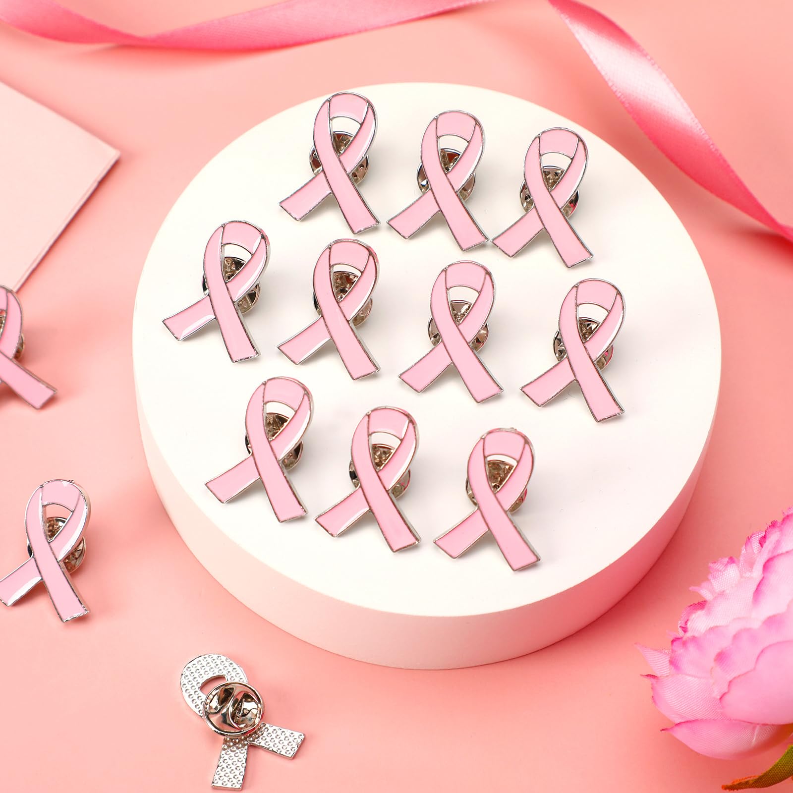36 PCS Large Pink Ribbon Enamel Brooches - Breast Cancer Awareness Lapel Pins for Women & Girls - Hope Love Support Pins for Survivors - Perfect for Charity Events, Fundraisers, and Awareness Campaigns