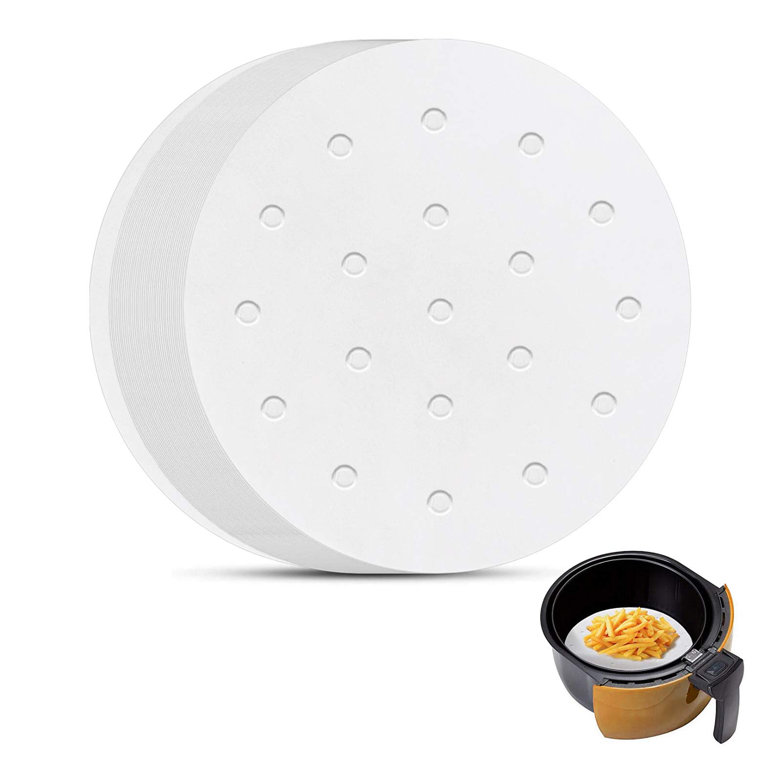200-Pack 6 Inch Round Air Fryer Parchment Paper Liners - Perforated Non-Stick Baking Sheets for Air Fryer, Steaming Basket, Oven & Microwave - Perfect for Healthy Cooking, Frying & Reheating (5/7/8/9/10in Options)