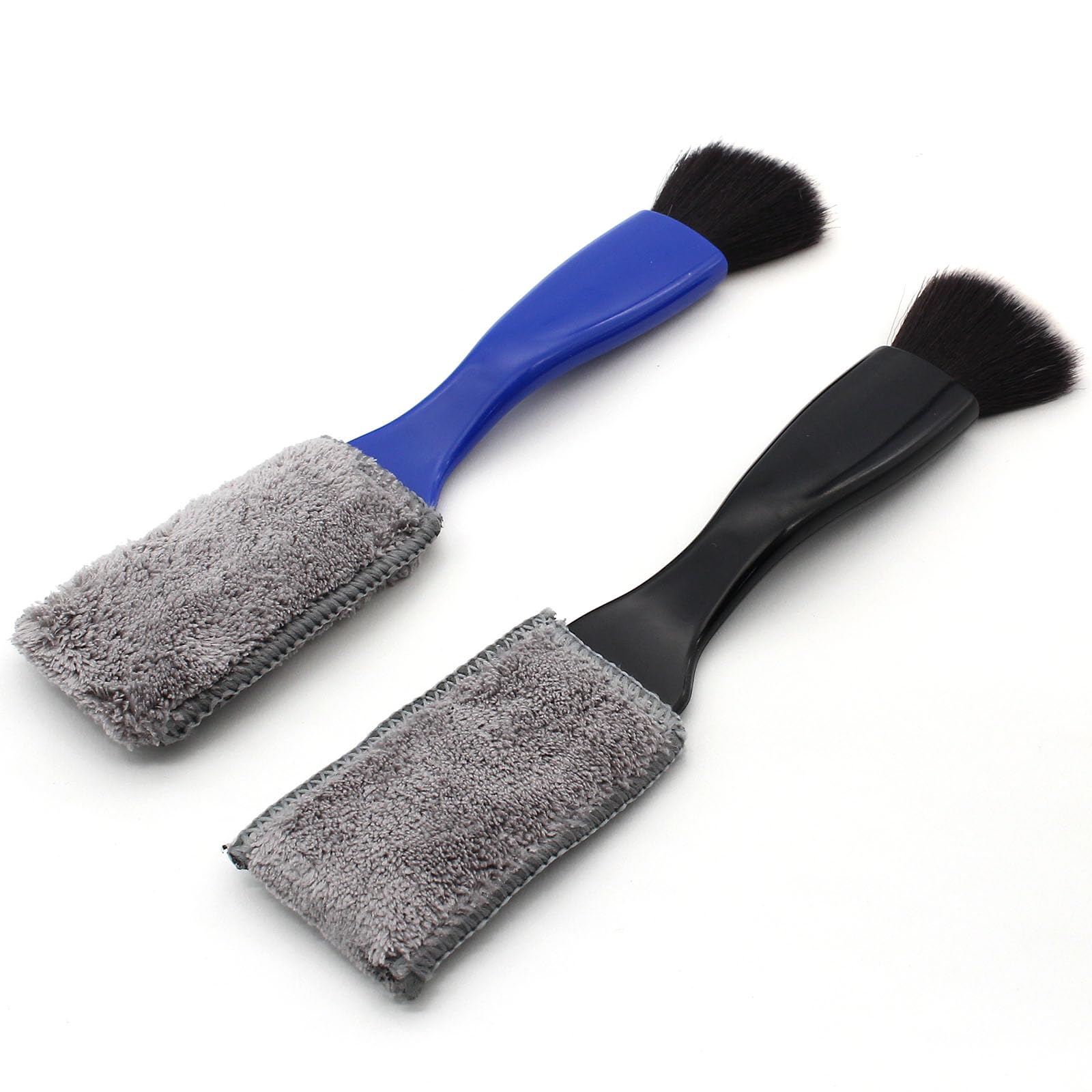 2Pack Double Head Car Cleaning Brush - 2 in 1 Detailing Tools for Interior, Air Vents, Dashboard - Blue & Black - Perfect for Car Detailing & Home Cleaning