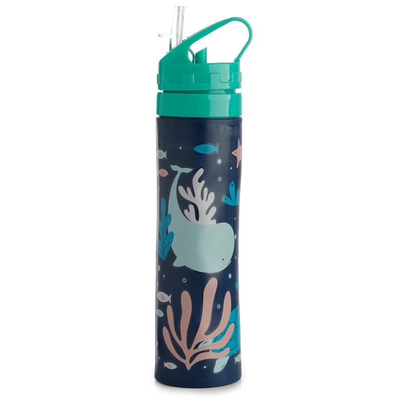Eco-Friendly Reusable Silicone Flip Straw Water Bottle - 600ml Foldable & Portable for Travel, Gym, Hiking, and Everyday Use