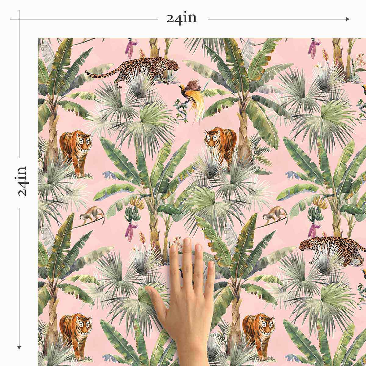 Pink Jungle Peel and Stick Removable Wallpaper - Self-Adhesive Floral Wall Decal for Bedroom, Nursery & Home Decor - Easy to Apply & Remove