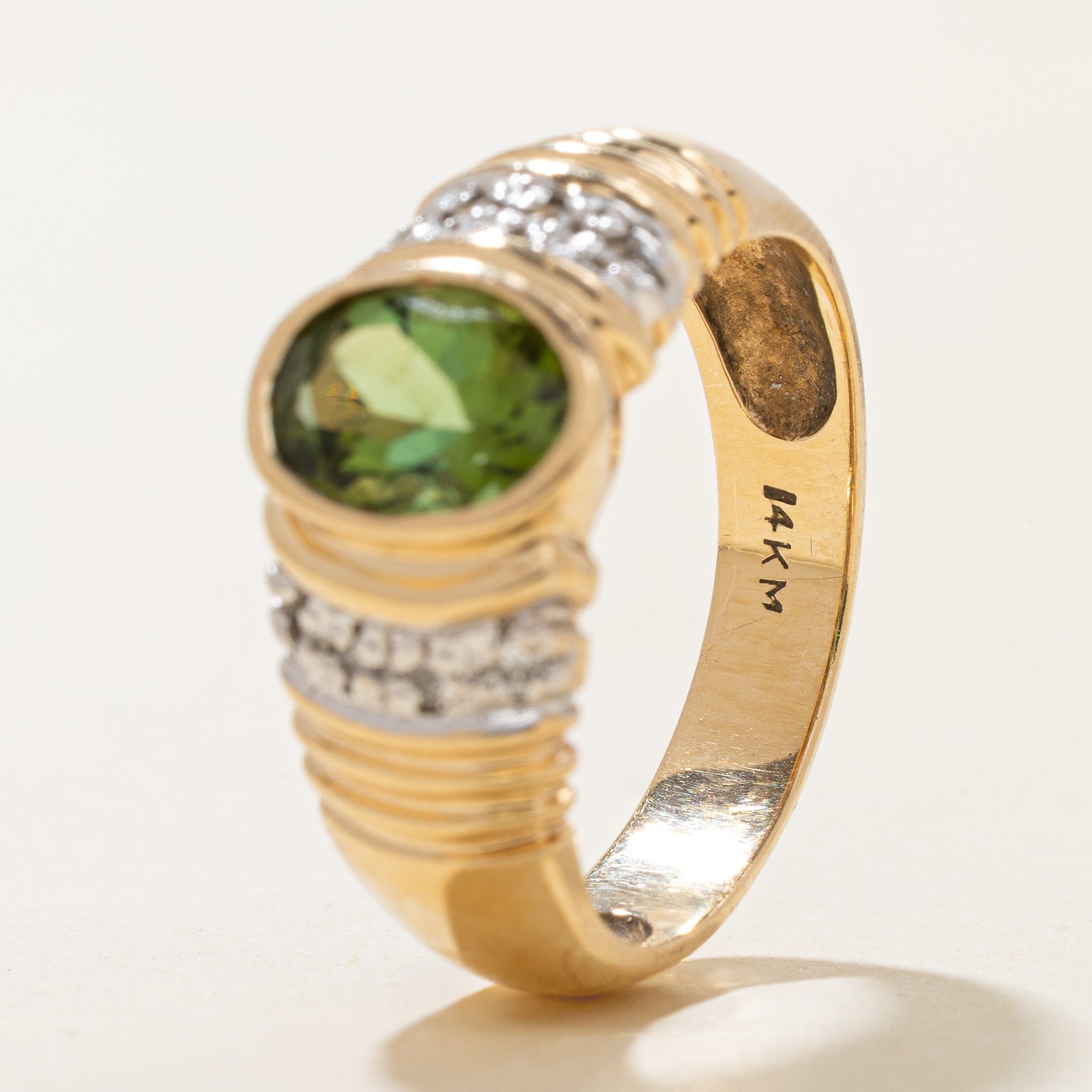 Exquisite Bezel Set Tourmaline & Diamond Ring | 0.09ctw Diamond & 1.23ct Tourmaline | Size 7 | Elegant Jewelry for Women | Perfect for Engagement, Anniversary & Special Occasions