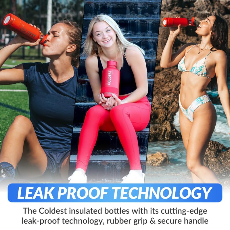 Coldest Sports Water Bottle 32oz - Vacuum Insulated Stainless Steel Thermos with Straw Lid, Leak Proof & Reusable - Perfect for Gym, Hiking & Outdoor Activities (Executive Series)