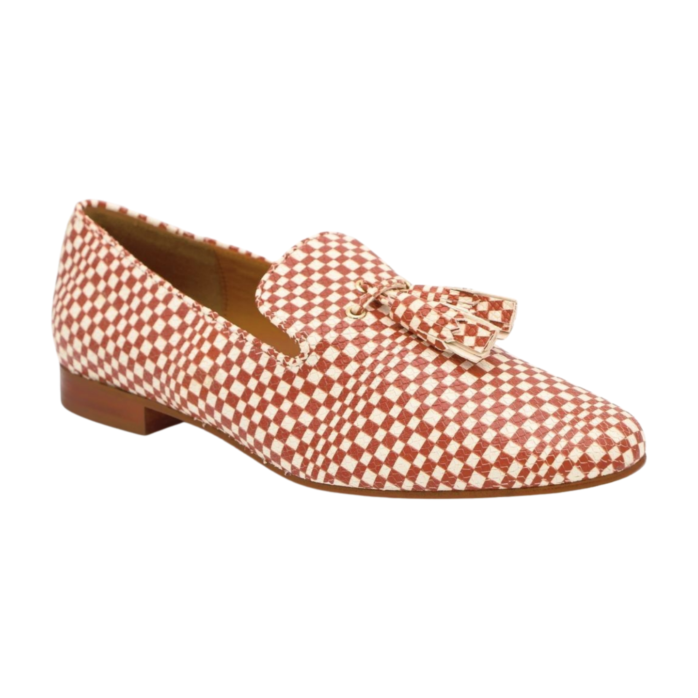 PEDRO MIRALLES Tan & Cream Checkered Leather Loafers with Tassel - Men's Casual Dress Shoes 3759 | Perfect for Office, Business Meetings & Formal Events