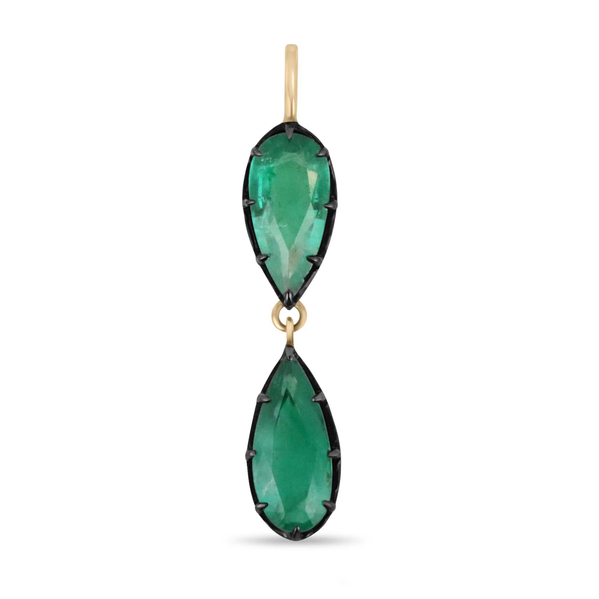 5.25tcw Natural Dark Green Emerald Georgian Style Hourglass Pendant Necklace in 14K Gold - Elegant Jewelry for Weddings, Parties & Special Occasions
