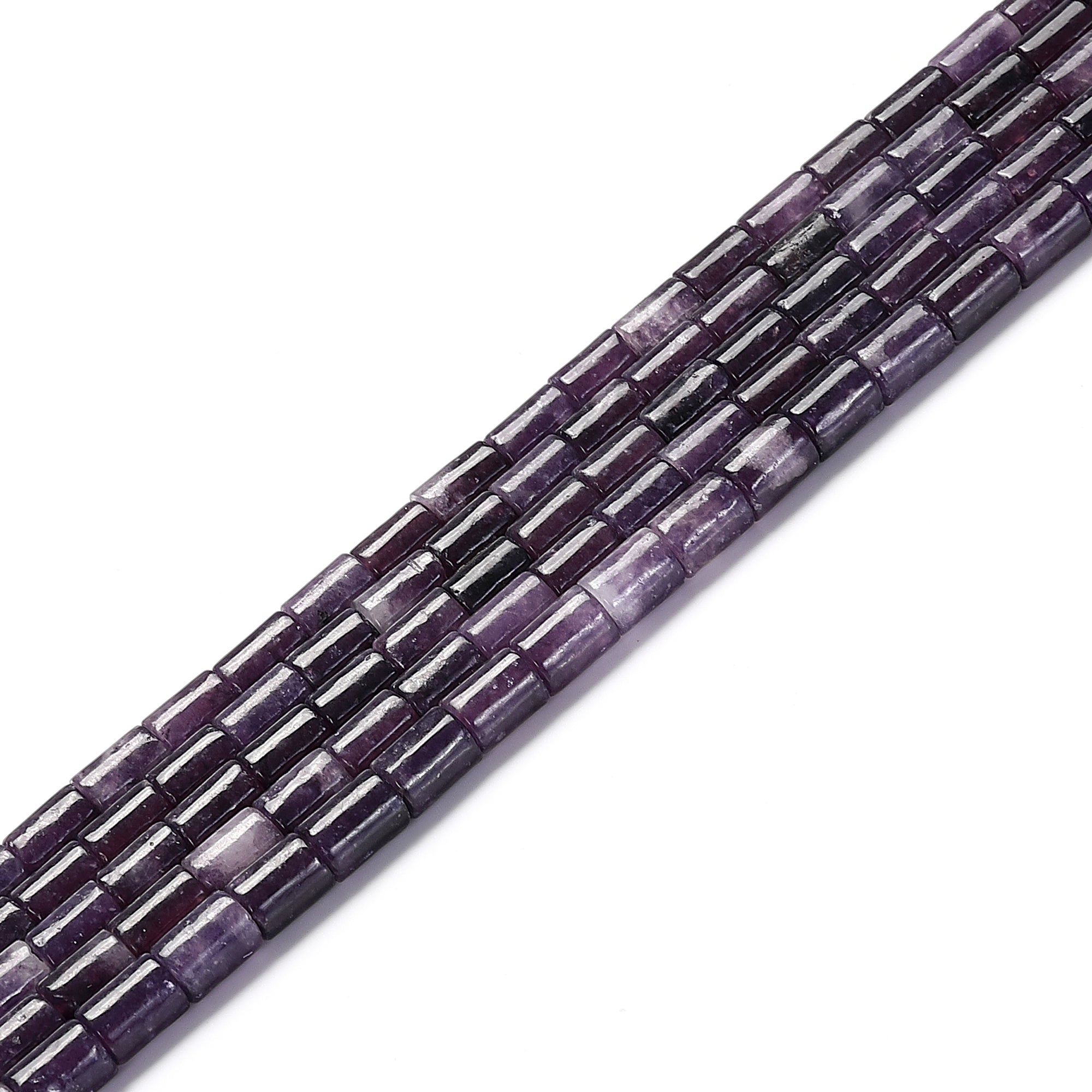 Lepidolite Smooth Cylinder Tube Beads 6x8mm - 15.5 Inch Strand for Jewelry Making, Healing Crystals & Meditation Accessories