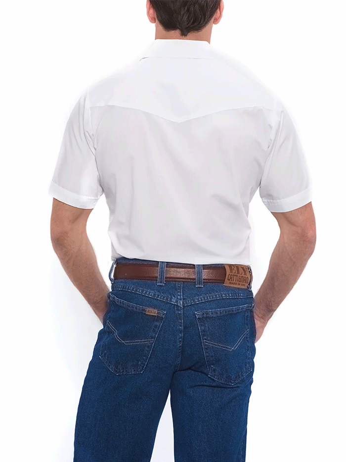 Ely Cattleman 15201605 01 Men's Western Shirt - Short Sleeve Solid White Cowboy Shirt for Rodeo, Country Music Festivals & Casual Wear