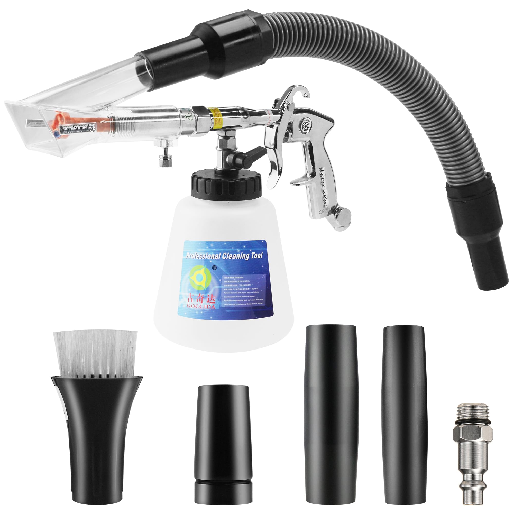 Multi-Purpose Car Cleaning Gun Kit with Detachable Sprinkler Head - Works with Air Compressor for Car Interior, Plush Toys & Blanket Cleaning | Perfect for Auto Detailing, Home & Pet Care