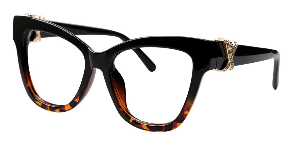 SOOLALA Blue Light Blocking Reading Glasses with Shiny Rhinestones - Stylish Butterfly Frame Computer Glasses for Women, Perfect for Office Work, Screen Time & Night Reading
