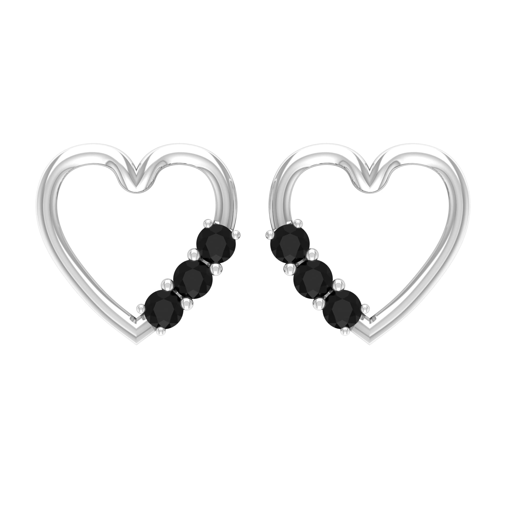 1/4 CT Black Onyx Stud Earrings - 14K Solid Gold Heart Stud Earrings for Women, Elegant & Dainty Jewelry Gift for Valentine's Day, Anniversary, Birthday & Everyday Wear