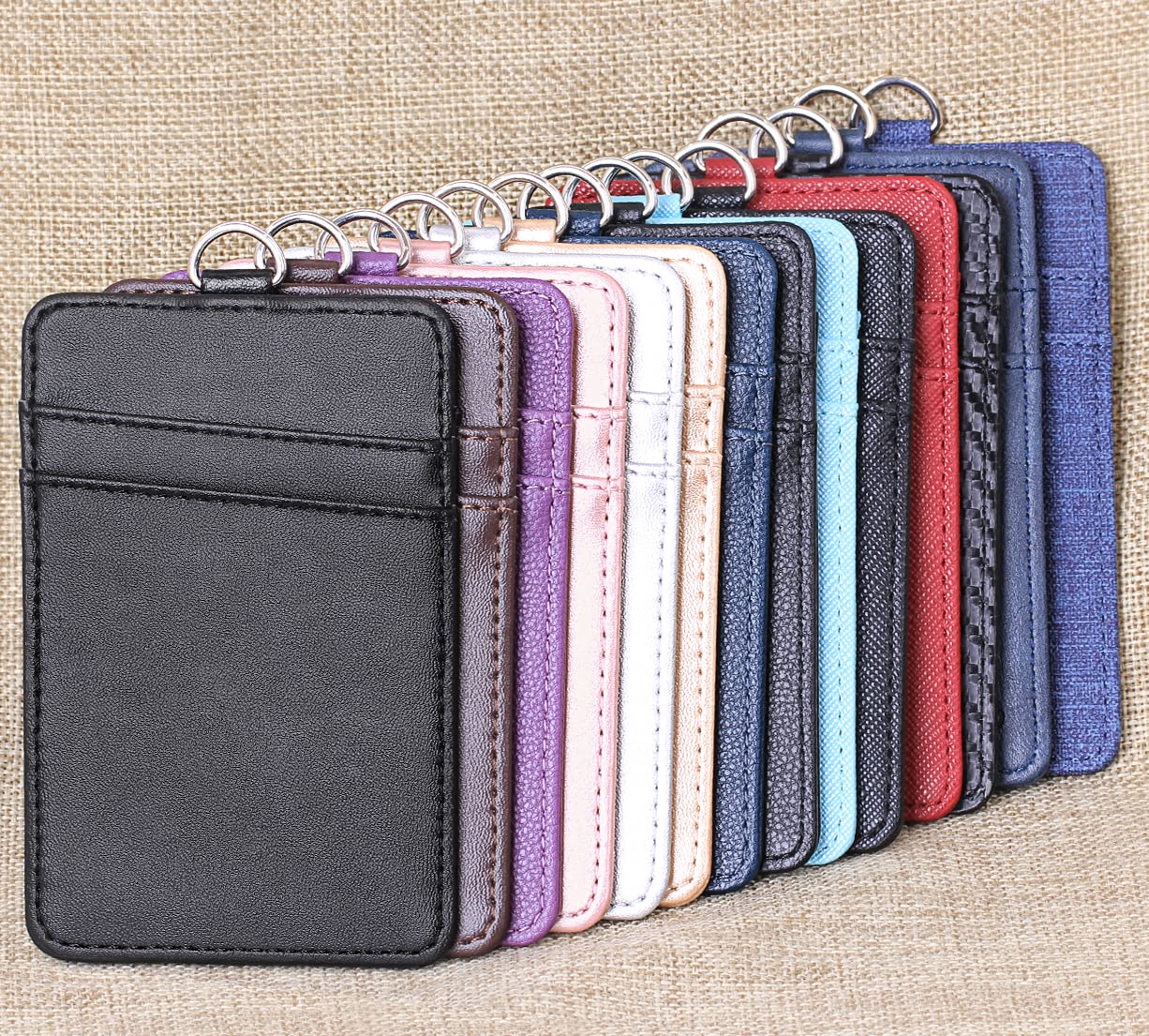 Leather Badge Holder with Retractable Lanyard - Office ID Card Holder for Employees & Students
