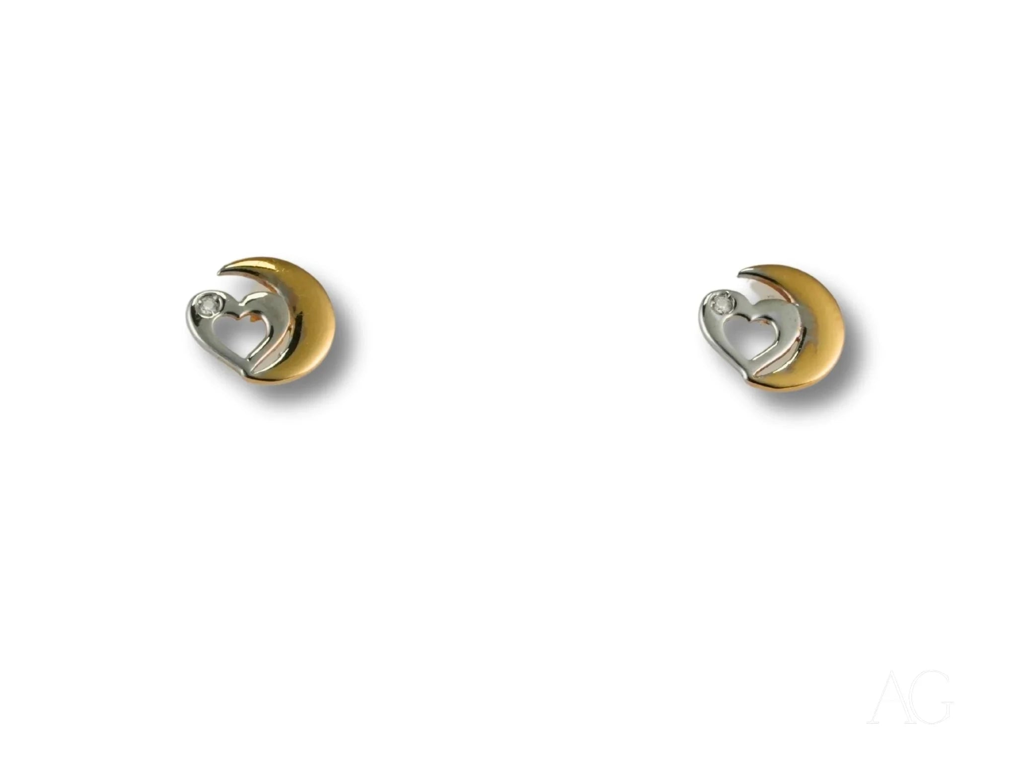 18K Gold Moon and Heart Earrings for Women – Romantic Celestial Jewelry Gift for Valentine's Day, Anniversary & Special Occasions