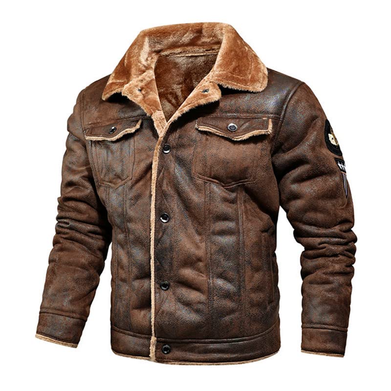 Genuine Leather Biker Jacket for Men with Fur Lining - Stylish Winter Bomber Jacket in Thick Suede - Perfect for Motorcycle Riding, Cold Weather & Fashion Outfits