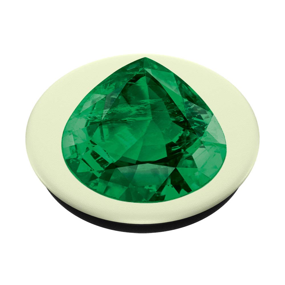 Green Diamond Jewel Print Bling Glass PopSocket PopGrip: Swappable Phone & Tablet Grip for Stylish Protection and Secure Handling