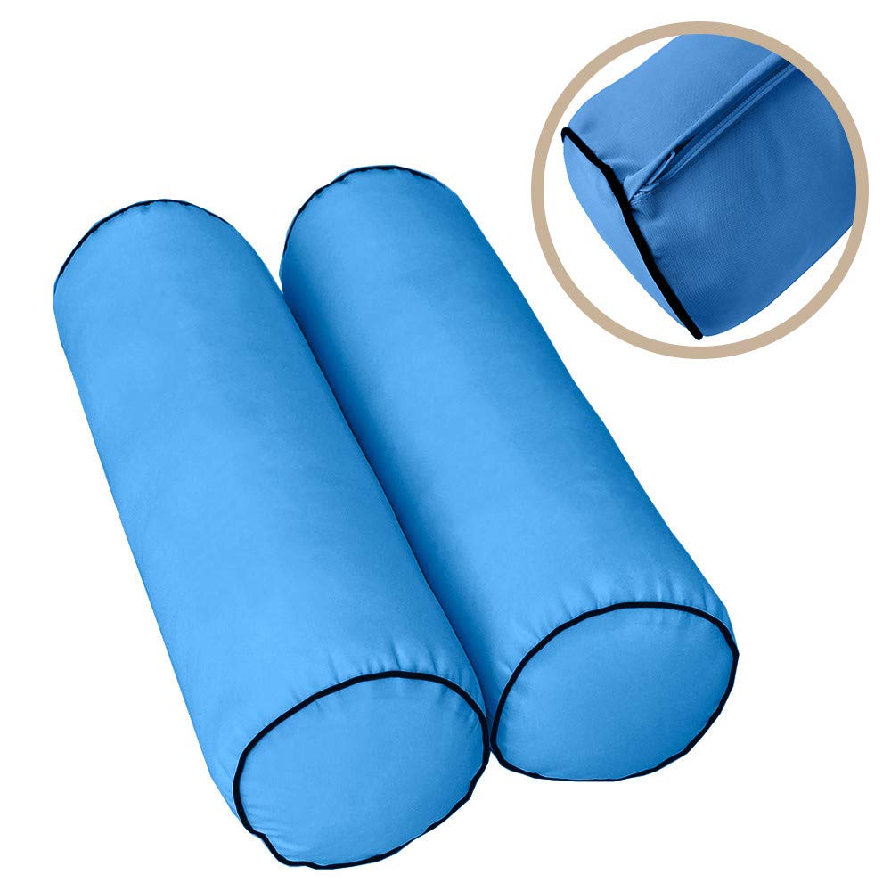 5-Piece Contrast Pipe Outdoor Daybed Mattress Cushion Set with Bolster Pillows - Twin Size AD102 - Perfect for Patio, Poolside & Garden Lounging