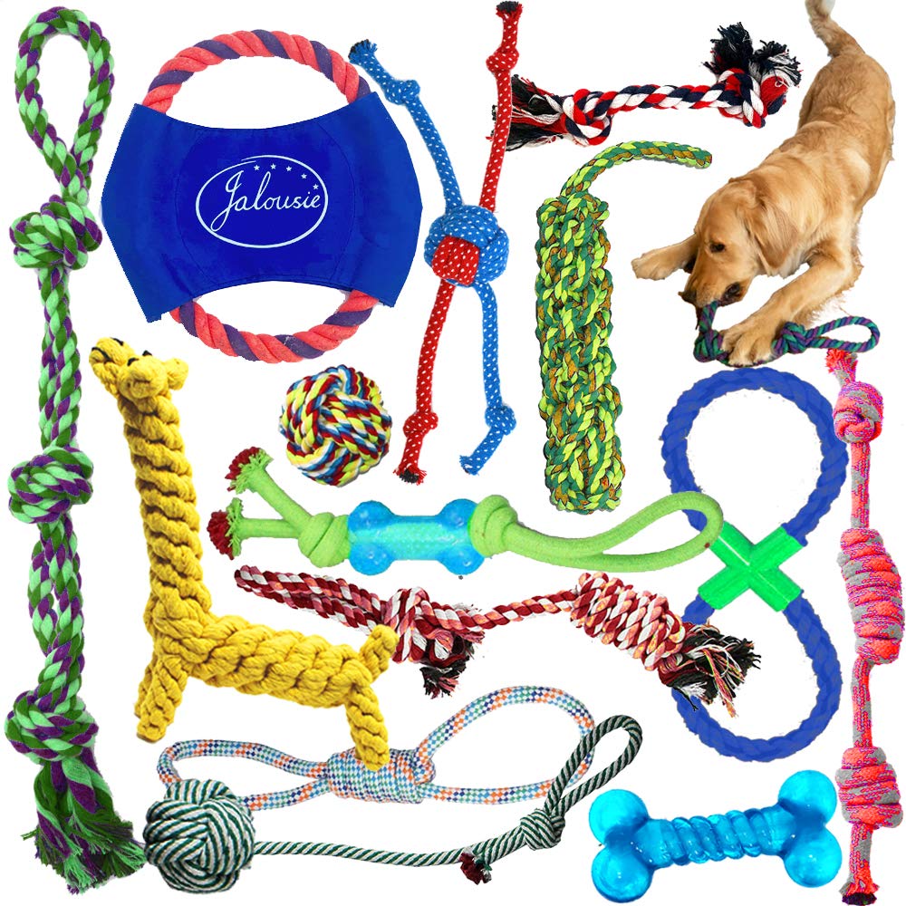 Durable Jalousie Dog Plush & Rope Toy Combo - Squeaky Chew Toys for Small & Medium Dogs - Perfect for Playtime, Training & Teething Relief