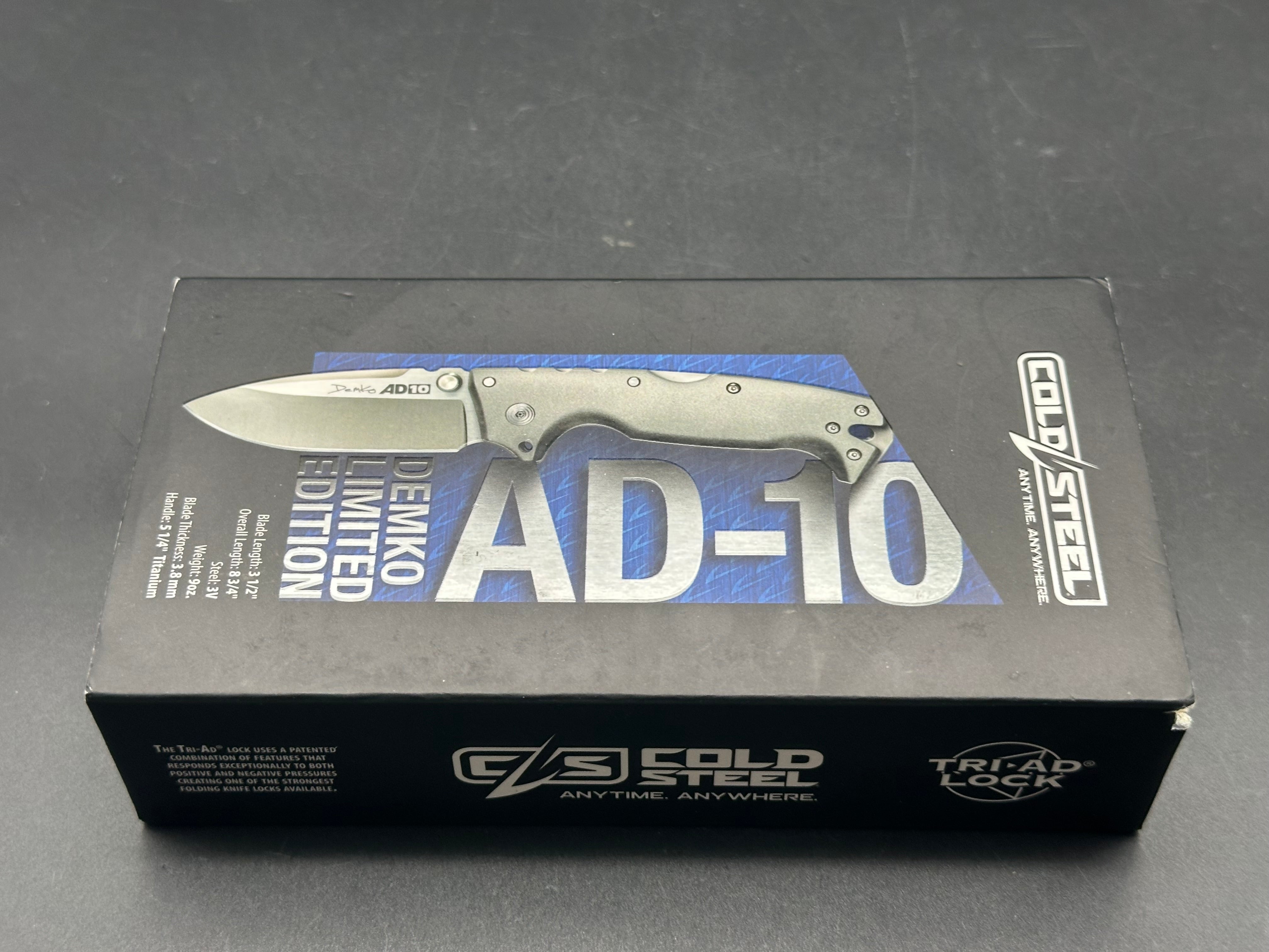 Cold Steel AD-10 Limited Edition Titanium Folding Knife - CPM 3V Satin Blade for Outdoor Camping, Hunting & Survival Gear