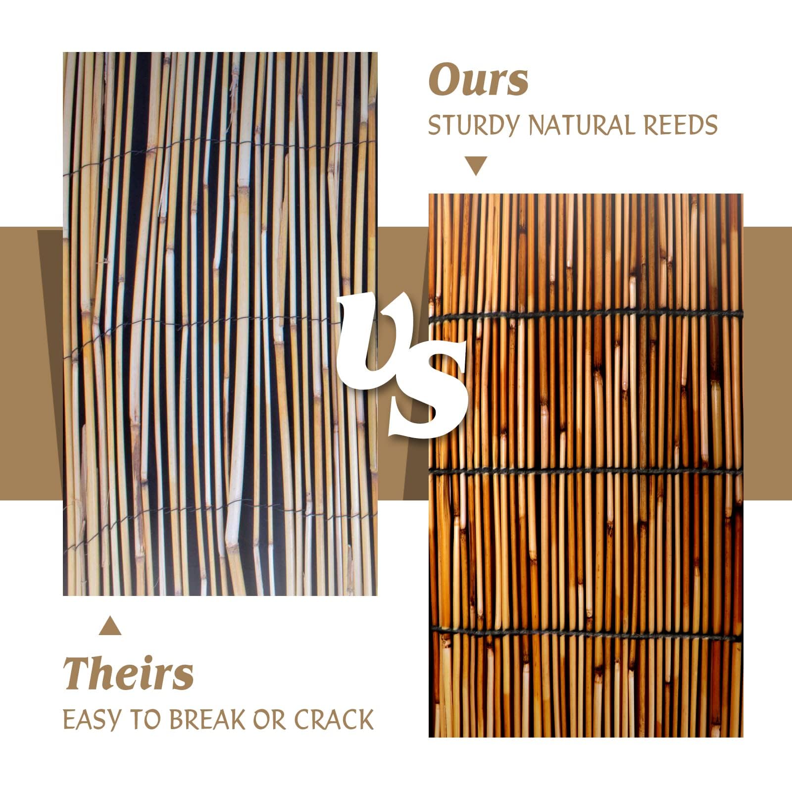 ZNCMRR Natural Bamboo Fencing Roll 6FT x 16.4FT - Decorative Reed Privacy Screen Panel for Balcony, Patio, Garden, Backyard | Indoor/Outdoor Use (Brown) | Perfect for Creating Tropical Privacy Walls & Landscape Borders