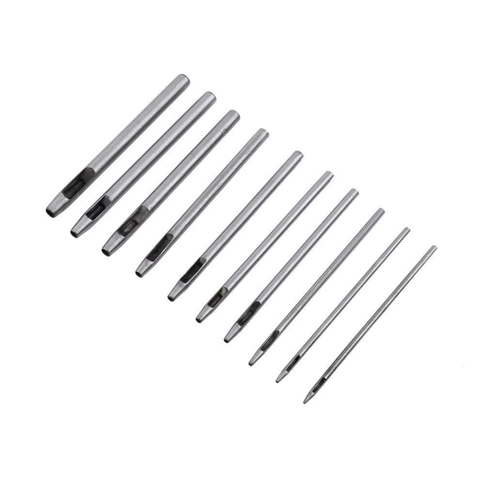 10Pcs Leather Punch Tool Set - Hollow Hole Punch Cutter for Leather Craft, Watch Bands, Belts, Shoes & Fabric - Perfect for DIY Leatherworking, Watch Repair & Shoe Making Projects