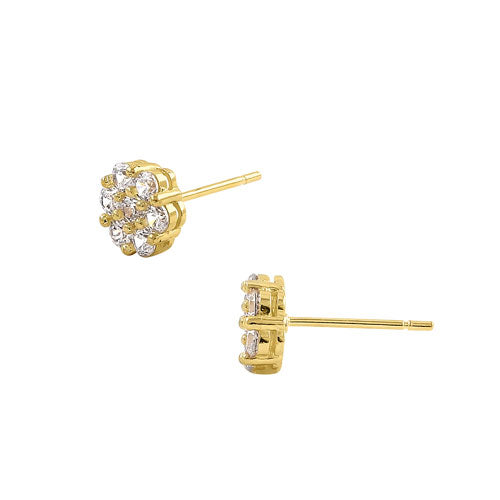 14K Yellow Gold Cubic Zirconia Flower Stud Earrings for Women - Elegant & Dainty Jewelry Gift for Birthday, Anniversary & Everyday Wear