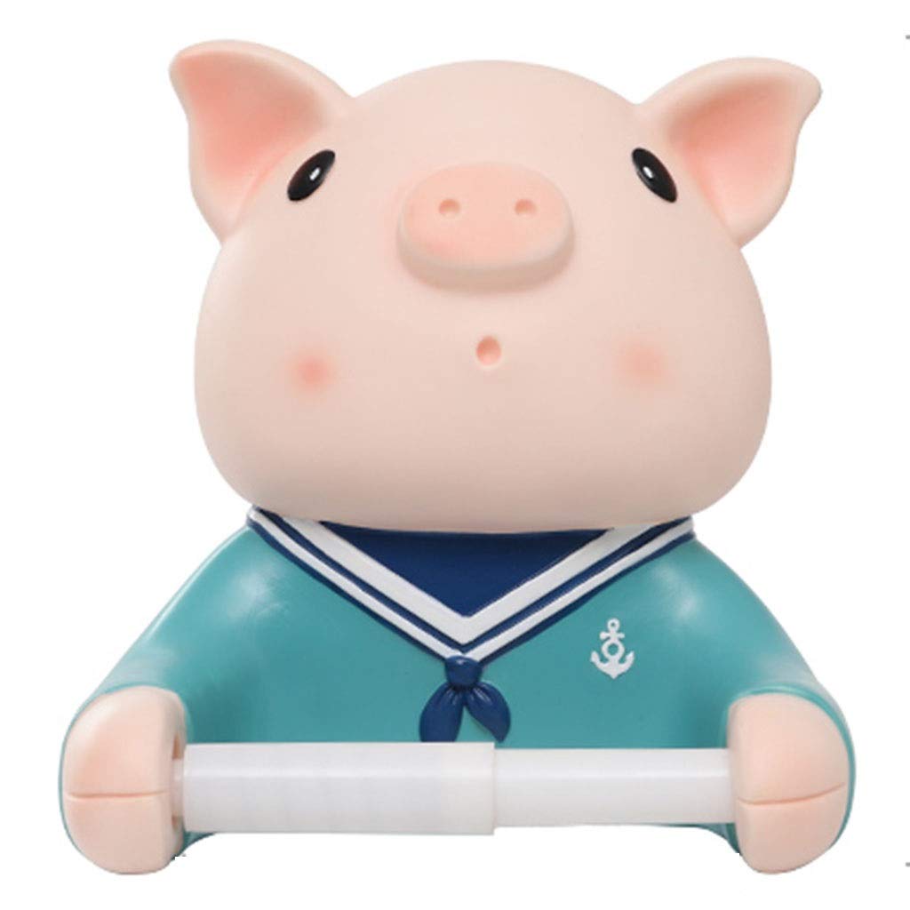Cute Piggy Toilet Paper Holder - Wall Mounted Bathroom Tissue Dispenser, No Punch Installation, Waterproof Roll Holder for Home & Office Use - Perfect for Bathroom, Kitchen, and RV Decor