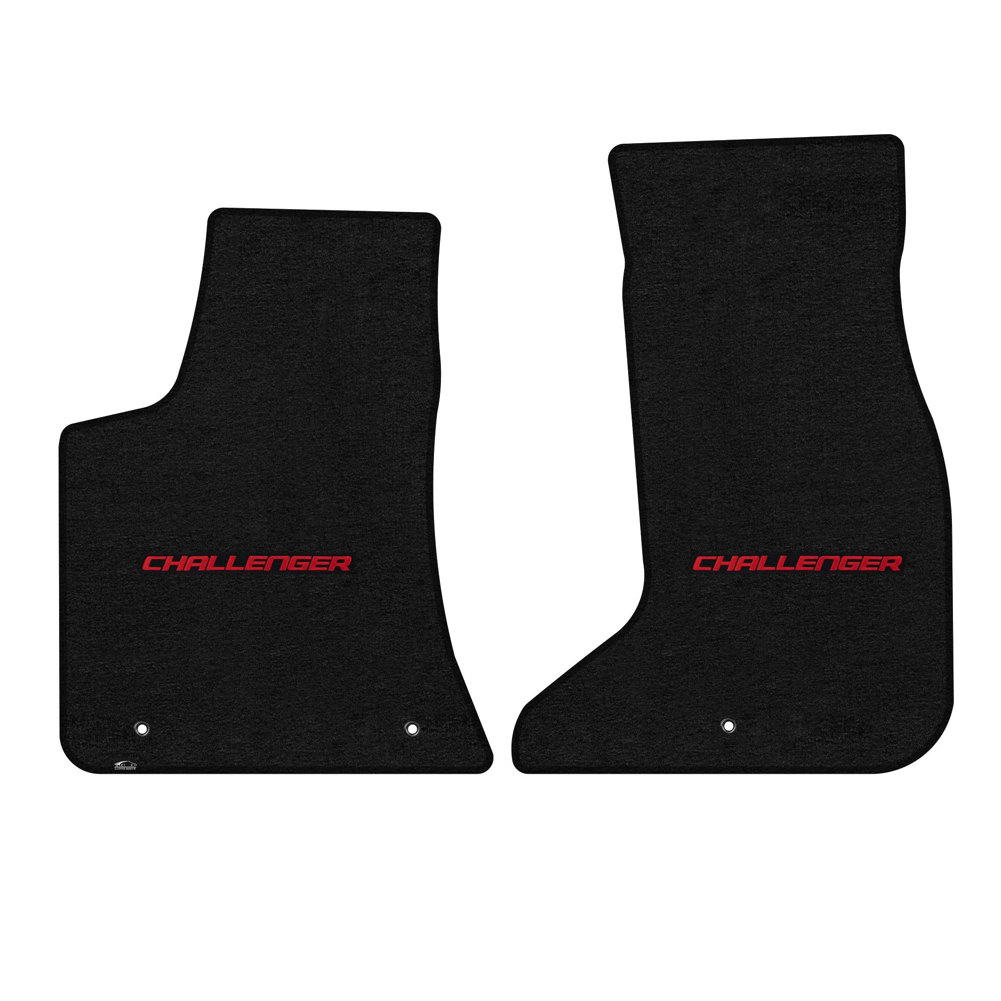 Premium Custom-Fit Carpeted Floor Mats for Dodge Challenger 2017-ON/AWD - Luxury Car Floor Liners (Charcoal, 2-Piece Set with Red 'Challenger' Logo) - Perfect for All-Weather Protection & Enhanced Interior Style