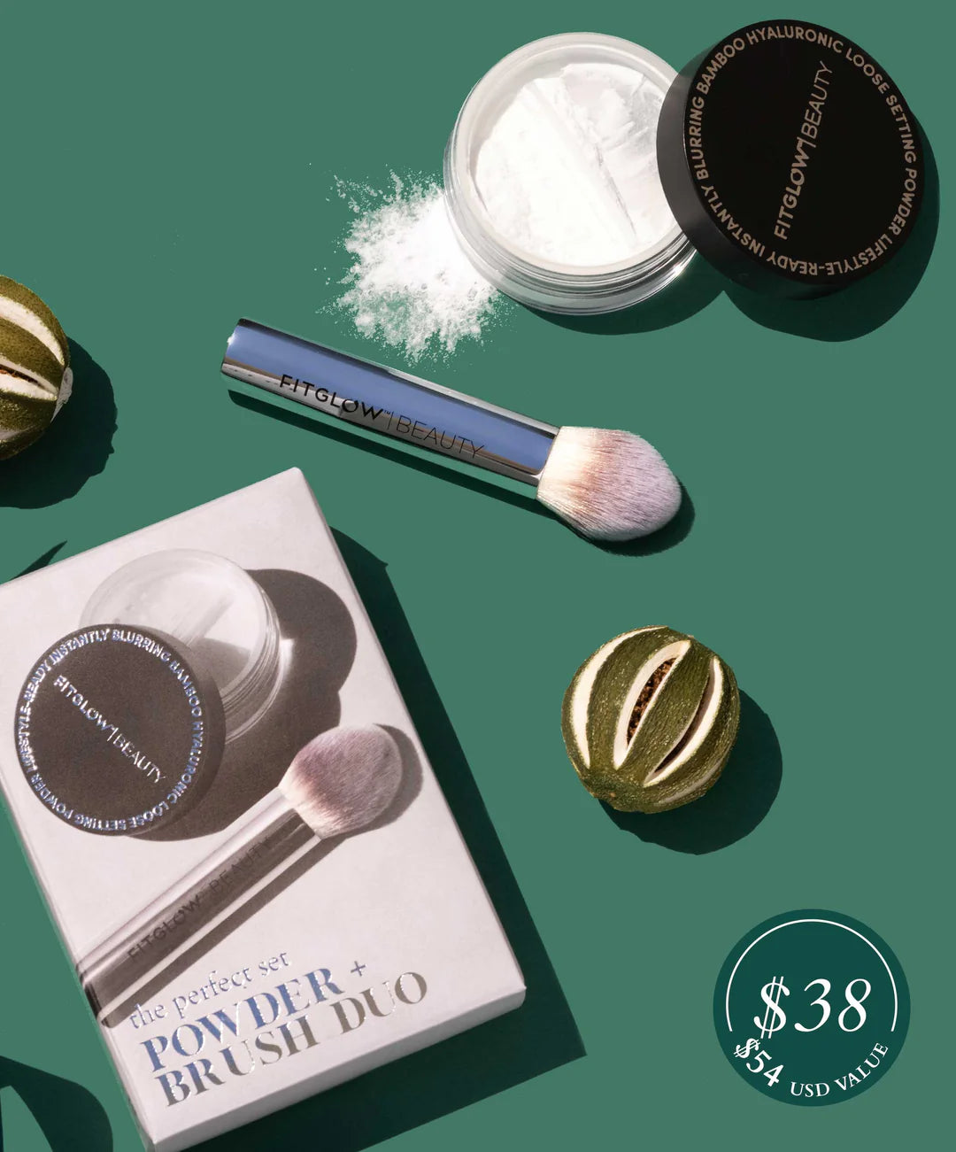 Bamboo Hyaluronic Loose Setting Powder with Brush - Vegan, Cruelty-Free Makeup Setting Powder for Oily Skin & Long-Lasting Finish - Perfect for Daily Use, Photo Shoots & Special Occasions