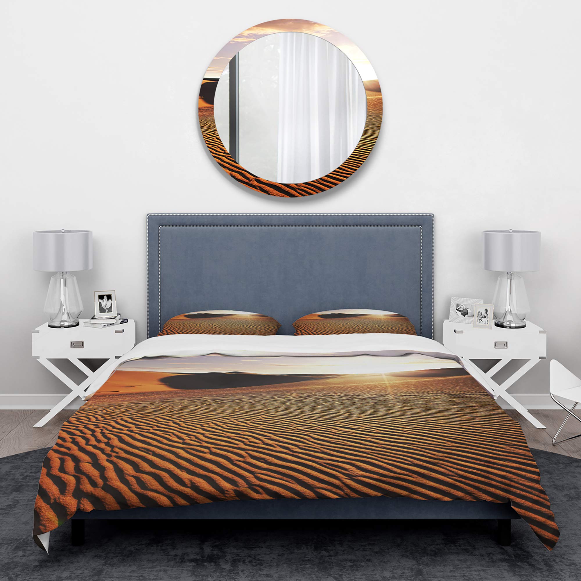 Sahara Desert Sunset Duvet Cover Set - Green Landscape Bedding 3-Piece Twin Size, All-Season Comfort for Bedroom Decor | Perfect for Guest Rooms, Vacation Homes & Cozy Retreats