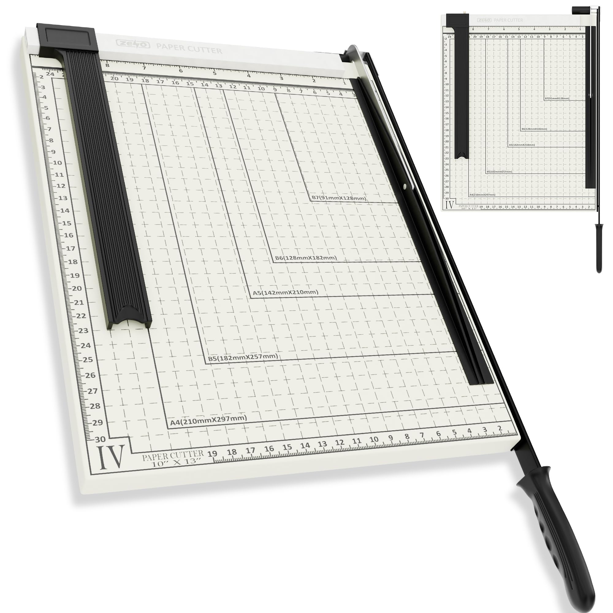 Premium ZENO A4 Paper Cutter - Titanium Blade Guillotine Trimmer with Safety Lock & Side Ruler | Perfect for Craft Paper, Coupons, Labels, Cardstock & Scrapbooking | Office, School & DIY Projects | White