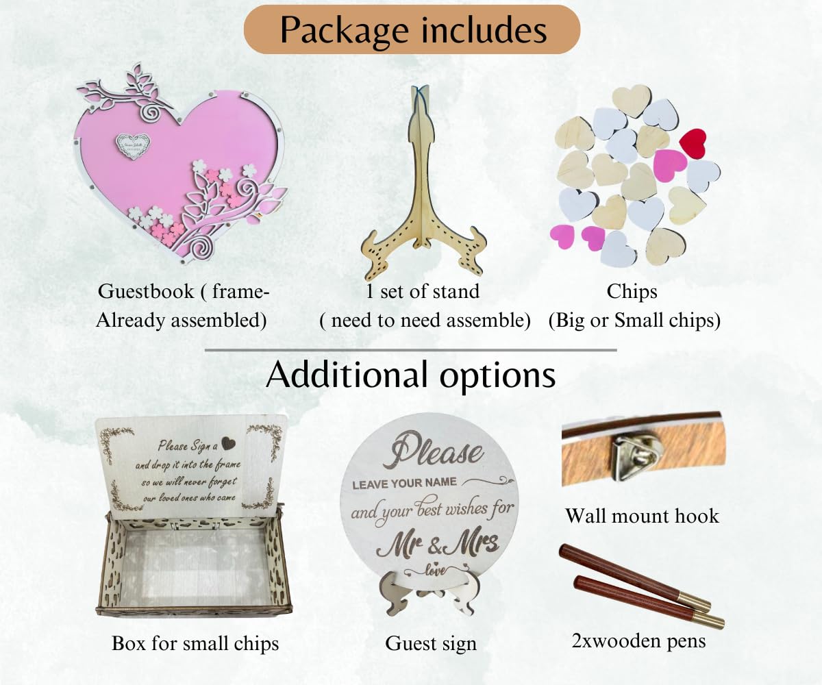 Personalized Butterfly Guest Book for Quinceañera & Sweet 15 - Wooden Heart Wedding Guest Book with Butterfly Frame for Signing - Perfect for Wedding Receptions, Quinceañeras, and Birthday Celebrations