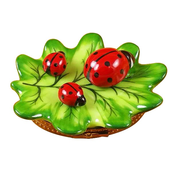 Ladybug Family Limoges Porcelain Box - Hand-Painted Collectible Trinket Jewelry Box for Home Decor, Gift Giving & Keepsake Storage