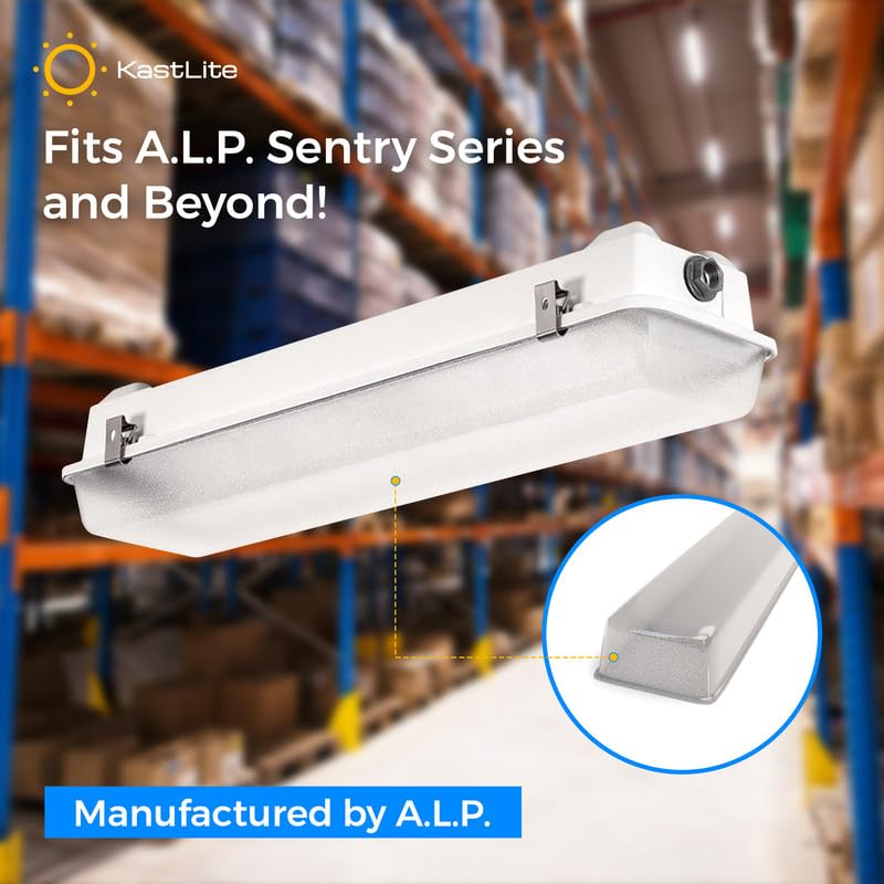 KastLite Vapor Tight Light Fixture Cover Replacement - 4ARD15 ALP Matte Acrylic Lens for Sentry Series & Fluorescent Lights, 6-3/8
