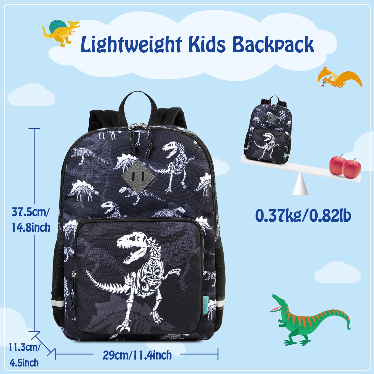 VX VONXURY Kids Backpack - Lightweight Toddler Backpack for Boys & Girls Ages 2-5, Adjustable Chest Strap, Cute Preschool Backpack for Daycare, Travel & School Supplies