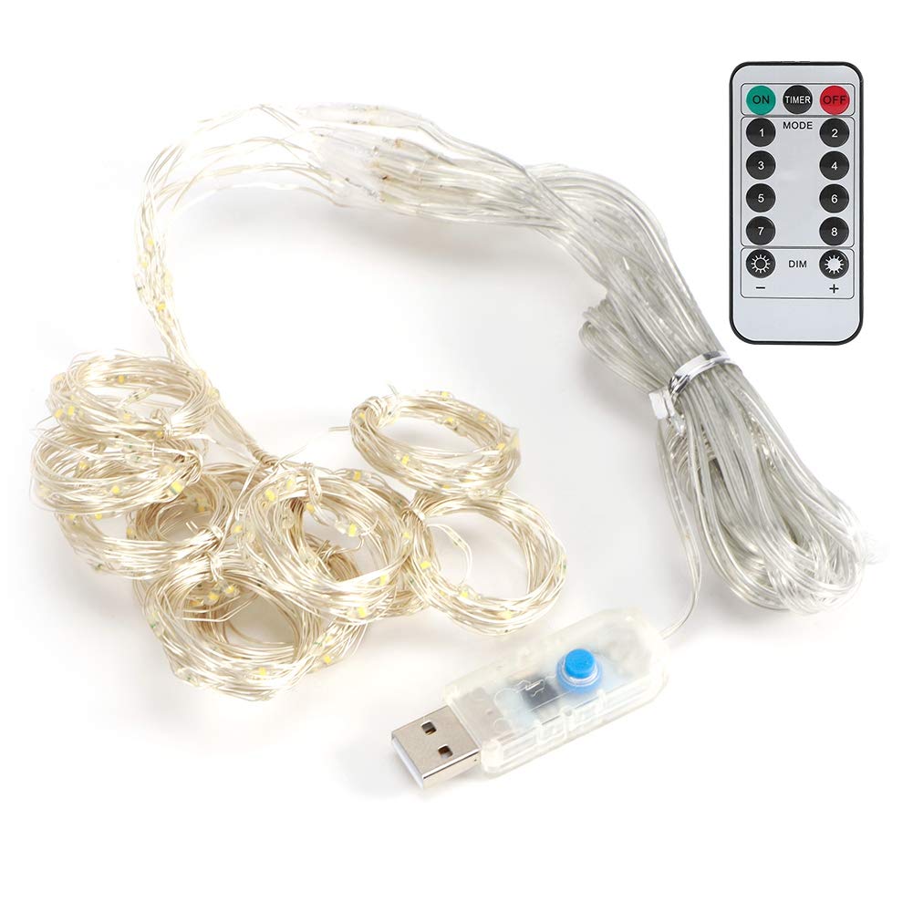 Qinlorgo 200LED Waterproof Outdoor String Lights - 3x2m Fairy Curtain Lights with Copper Wire & Plastic Bulbs for Christmas Tree, Valentine's Day, Party, Wedding, Garden, Patio, Bedroom Decoration