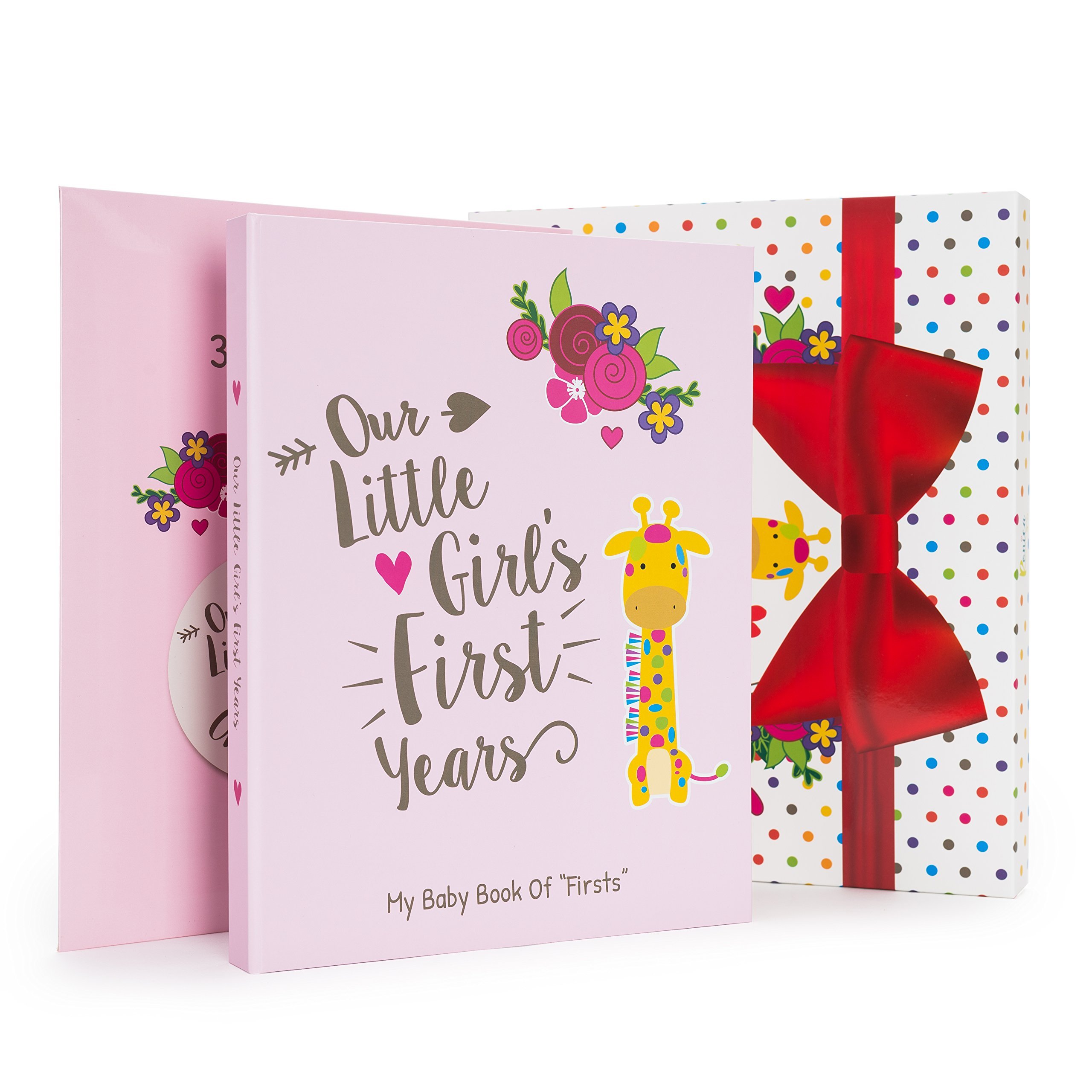 Ronica Baby Girl Gift Set with Memory Book & Monthly Stickers - Modern Photo Journal & Keepsake Album for First 5 Years - Perfect Baby Shower Gift for Mom, Dad & Grandparents - Capture Precious Milestones & Create Lasting Memories