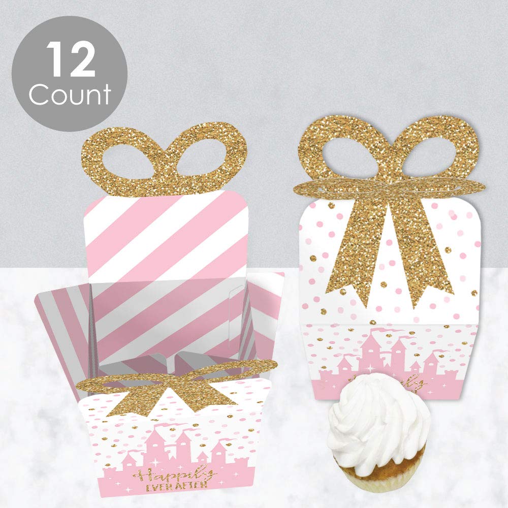 Little Princess Crown Gift Boxes - Pink & Gold Set of 12 for Baby Showers & Birthdays